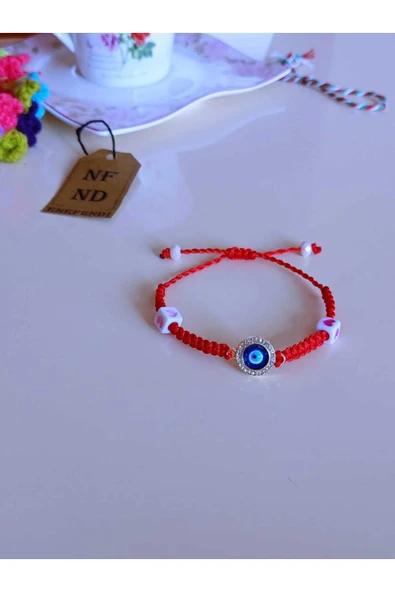 BİLEKLİK NAZAR BONCUKLU TAŞLI MAKROME İPLİ ÖRME APARATLI ASANSOR BAĞLAMA KALPLİ BONCUKLAR HEDİYELİK - Resim 3