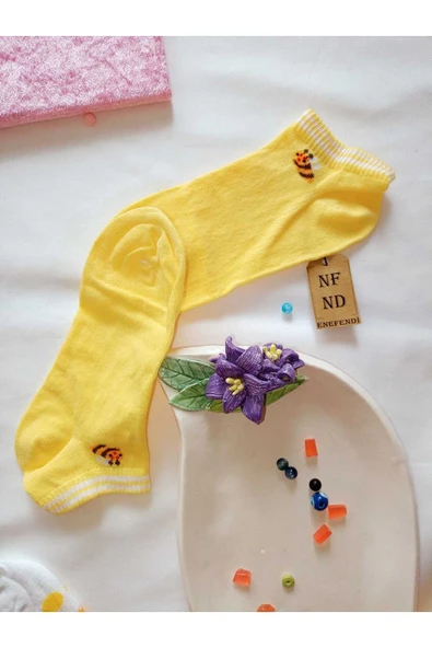 BURUN DİKİŞSİZ PATİK ÇORAP 3D KABARTMALI YUMUŞAK KADIN PAMUKLU KISA KONÇ DESENLİ 36-40 TEK AD - Resim 3