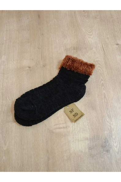 TAY TÜYÜ HAVLU PATİK ÇORAP KABARTMALI KOKULU YILBAŞI YUMUŞAK SÜSLÜ SİYAH KAHVE ÇORAP 36-40 - Resim 6