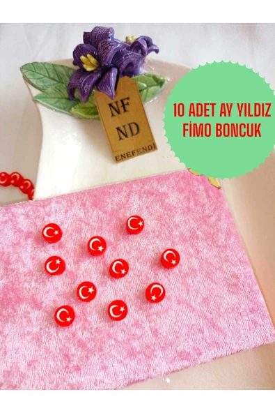 10 ADET AYYILDIZ FİMO BONCUK BİLEKLİK KOLYE TAKI HEDİYE ürün görseli