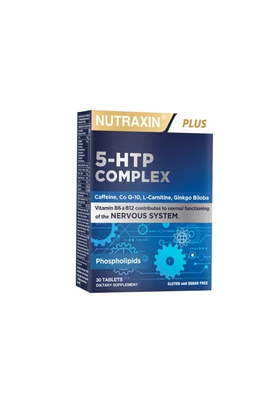 Nutraxin 5 Htp Complex 30 Tbl - Magnezyum Ginkgo Biloba B12 CoQ10 Kafein Çinko L-Carnitin B6 ürün görseli 1