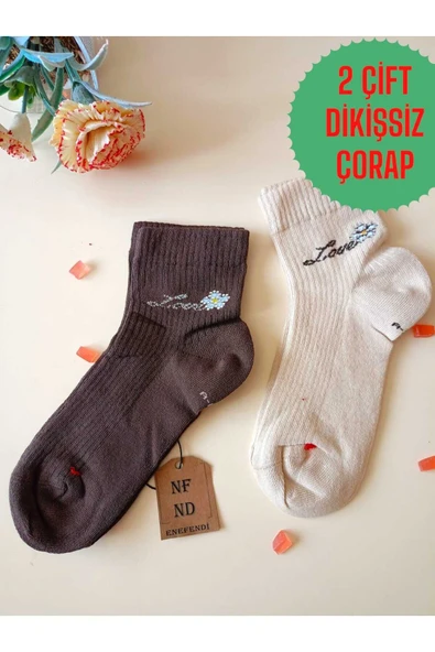 2 ÇİFT PAMUKLU BURUN DİKİŞSİZ KOKULU LİKRALI KISA KONÇ ÇORAP KAHVE SÜTLÜ KAHVE KADIN ÇORABI 36-40 ürün görseli 1