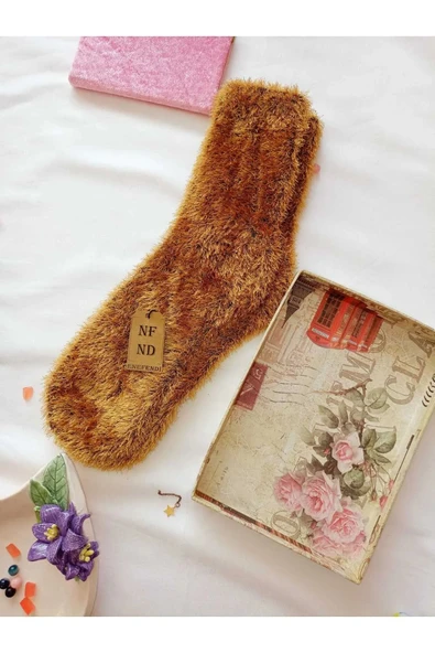 2 ÇİFT TÜYLÜ KIŞLIK TERMAL PATİK DİKİŞSİZ ÇORAP ERKEK KADIN EV-PARTİ ÇORABI GÜL KURUSU SARI 36-41. - Resim 3