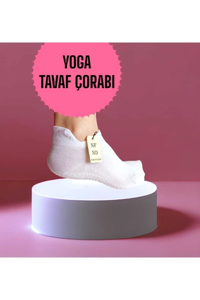 Yoga Çorap Pilates Tavaf Dikişsiz Kaymaz Silikon Taban Pamuklu Kadın Patik Çorabı Bilekte Beyaz ürün görseli
