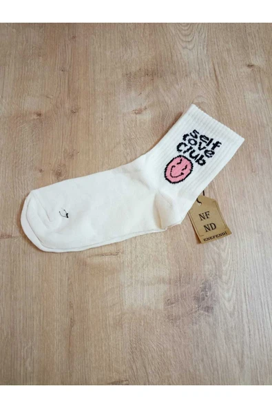 LOVECLUB DESENLİ PAMUKLU YUMUŞAK ÇORAP ARAKONÇ KADIN KREM PEMBE SOKET ÇORABI 36-40 - Resim 5