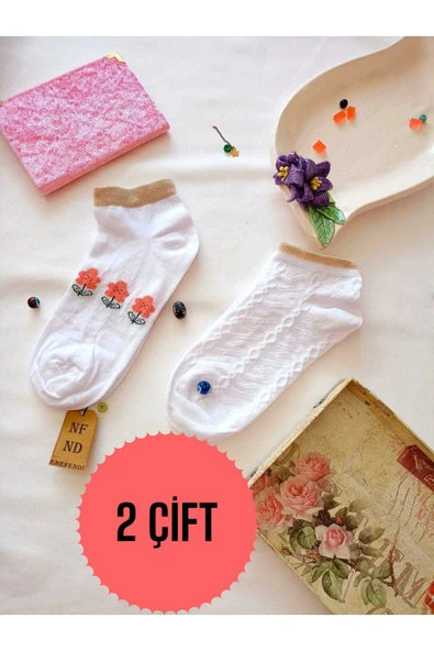 2 ÇİFT ÇORAP BURUN DİKİŞSİZ PATİK ÇORAP PAMUKLU YUMUŞAK KISA KONÇ DESENLİ KADIN ÇORABI 36-40 ürün görseli