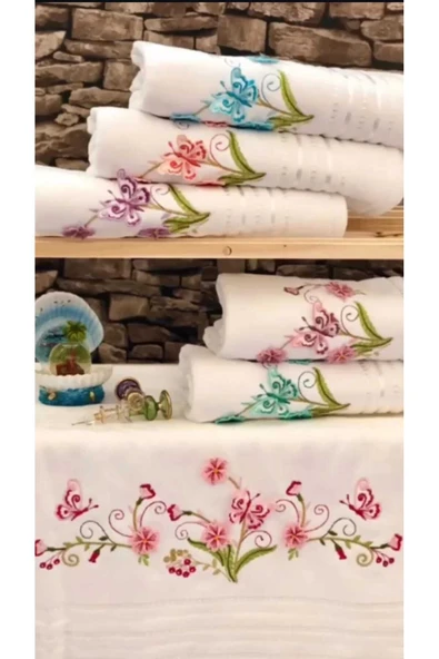 Altılı Çok Renkli Üç Boyutlu Kadife Çeyizlik Hediyelik 30 x 50 Pamuklu Mutfak Havlusu ürün görseli 1