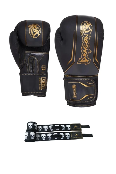 Legacy Kick Boks Eldiveni Boks Eldiveni A3store Kurukafa Baskılı Bandajlı 2'li set ürün görseli 1