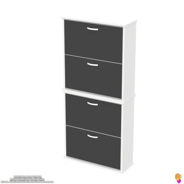 Modilayn UMAY' 2 Li Asma Antre Hol 72 x148 x 25, 5 cm’ lik 4 Düşer Kapak 8 Göz Bölmeli Ayakkabılık - Resim 6