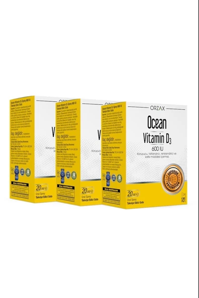 Ocean Vitamin D3 600 IU Sprey 20ml 3 Adet - Resim 2