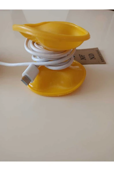 Pratik Şarj USB kablo Toplayıcı Kablo Düzenleyici Cable Turtle Kablo Toparlayıcı Sarı 8 cm - Resim 5