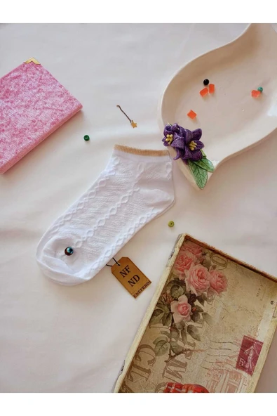 BURUN DİKİŞSİZ PATİK ÇORAP YUMUŞAK KADIN PAMUKLU KISA KONÇ DESENLİ 36-40 TEK ADET - Resim 3