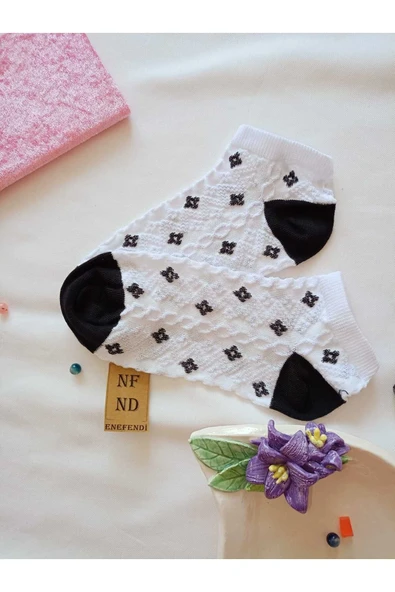 3 ÇİFT PATİK BURUN DİKİŞSİZ ÇORAP YUMUŞAK PAMUKLU KISA KONÇ DESENLİ KADIN ÇORABI 36-40 - Resim 5