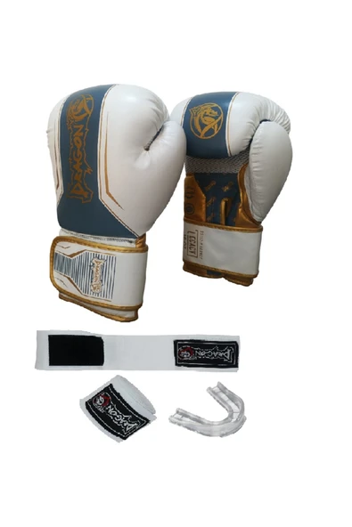 Legacy Kick Boks Eldiveni Boks Eldiveni MuayThai Müsabaka Antreman eldiveni 3'li Set Beyaz Altın ürün görseli 1
