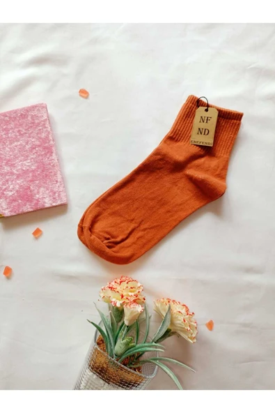 2 ÇİFT DİKİŞSİZ PAMUK ÇORABI SOKET YUMUŞAK KADIN KİREMİT KREM ÇORAP HEDİYE 36-40 - Resim 7