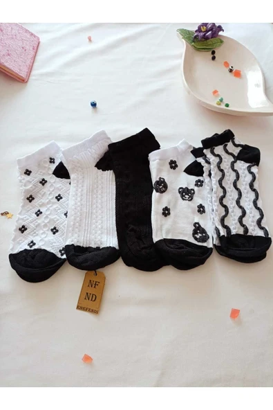 PATİK ÇORAP BURUN DİKİŞSİZ YUMUŞAK PAMUKLU KISA KONÇ DESENLİ KADIN ÇORABI 36-40 TEK ADET - Resim 5