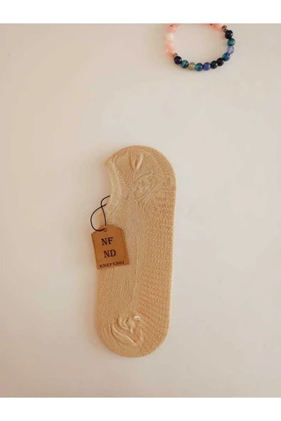 BABET ÇORAP GÖRÜNMEZ ÇORAP SPOR YOGA PİLATES SNEAKERS KAYMAZ SİLİKON TABAN 36-40 KREM - Resim 3