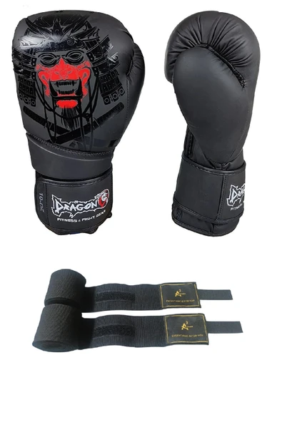Yakuza Kick Boks Eldiveni BoksEldiveni Muay Thai Eldiveni a3store 3,5 mt Siyah Boks Bandajlı set ürün görseli 1