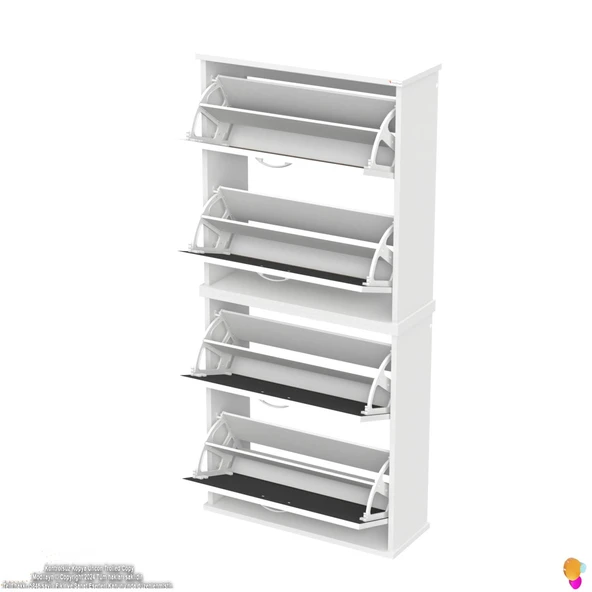 Modilayn UMAY' 2 Li Asma Antre Hol 72 x148 x 25, 5 cm’ lik 4 Düşer Kapak 8 Göz Bölmeli Ayakkabılık - Resim 7