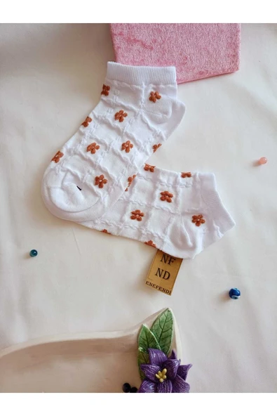 3 ÇİFT PAMUKLU PATİK ÇORAP DİKİŞSİZ KISA KONÇ DESENLİ KADIN ÇORABI 36-40 MOR MAVİ BEYAZ KAHVE - Resim 5