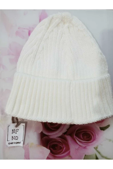 Bere , Unisex , Bej Rengi , Kışlık , Akrilik ,fitilli , Örme, Triko Bere ürün görseli 1