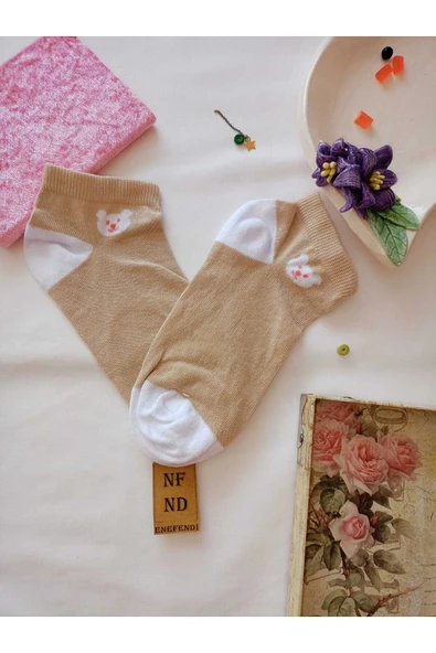 3 ÇİFT KADIN ÇORAP BURUN DİKİŞSİZ YUMUŞAK PAMUKLU KISA KONÇ DESENLİ PATİK ÇORABI 36-40 - Resim 3