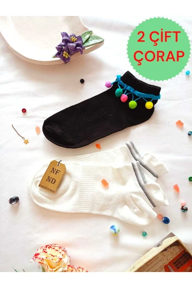 2 ÇİFT HEDİYE PATİK ÇORAP TOPUK TAKVİYELİ ERKEK KADIN SIKMAYAN EKRU BAMBU(DİKİŞSİZ) SİYAH 36-40 ürün görseli 1