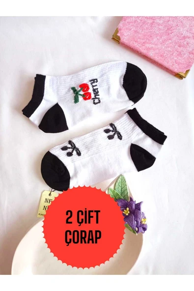 2 ÇİFT EKRU KADIN ÇORABI PATİK PAMUKLU KISA KONÇ DESENLİ DİKİŞSİZ ÇORAP 36-40 SİYAH BEYAZ ürün görseli