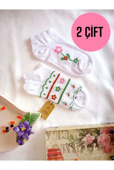 2 ÇİFT ÇORAP PAMUKLU BURUN DİKİŞSİZ PATİK KISA KONÇ KADIN ÇORABI 36-40 KAHVE BEYAZ YEŞİL ürün görseli 1