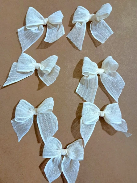 Pratikbox Keten Büyük Boy Fiyonk / 2,5 cm'lik / Hediyelik / Süsleme / Açık Krem Renk / 50 Adet - Resim 2