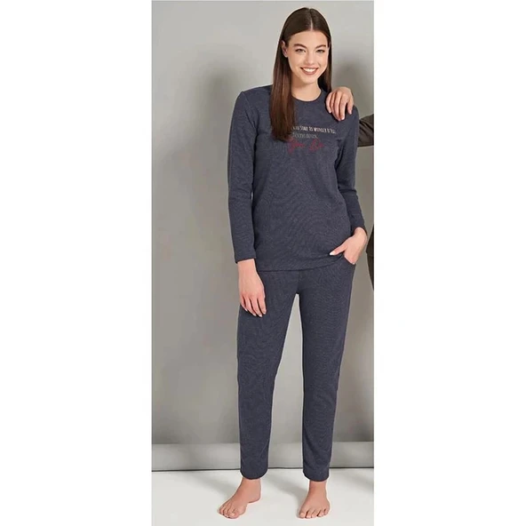 Donwear 7702 Kadın Kışlık O-Yaka Pijama Takım ürün görseli 1