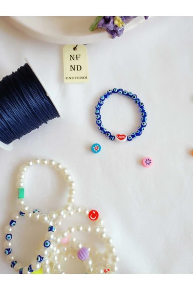 NAZAR BONCUKLU VE LOVE BONCUKLU BİLEKLİK ŞANS BEREKET ARKADAŞ SEVGİLİ EŞ ÇOCUK HEDİYE - Resim 4