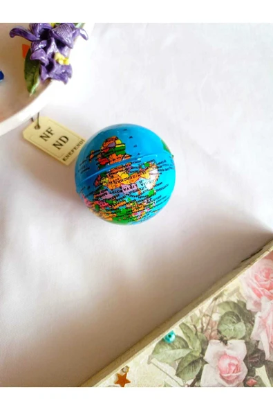 TEK ADET STRES TOPU 6.3 cm ÇAPINDA  DÜNYA HARİTALI HEDİYE OYUNCAK - Resim 3