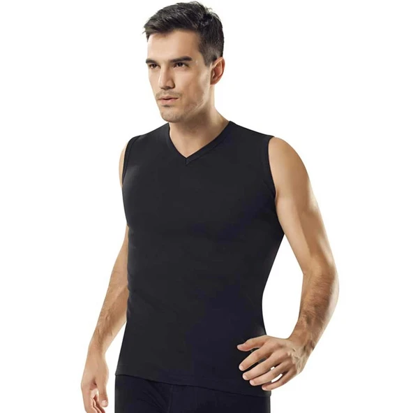 Namaldı 118S Ribana V-Yaka Kolsuz Siyah Erkek Atlet ürün görseli 1