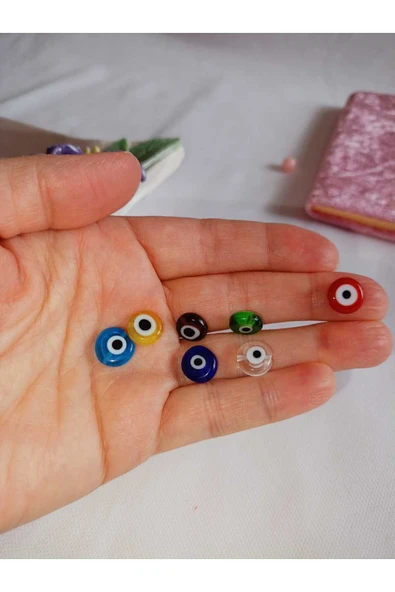 10 ADET CAM BONCUK BİLEKLİK KOLYE TAKI HEDİYE - Resim 2