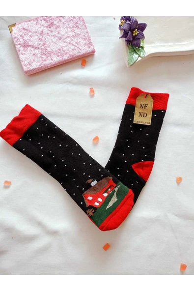 2 ÇİFT TERMAL SOKET  YILBAŞI HAVLU YUMUŞAK HEDİYE KIŞLIK KADIN ÇORABI YEŞİL SİYAH ÇORAP 36-40 - Resim 6