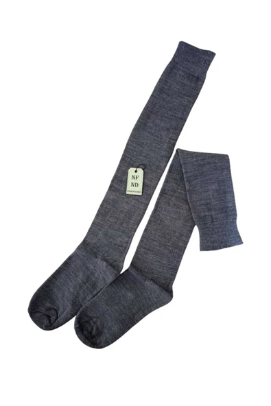 ANNE ÇORABI 3ÇİFT DİZALTI KALIN SICAK LİKRALI ESNEK YÜNLÜ RAHAT UZUN ÇORAP 36-40 FÜME GRİ BEJ - Resim 7