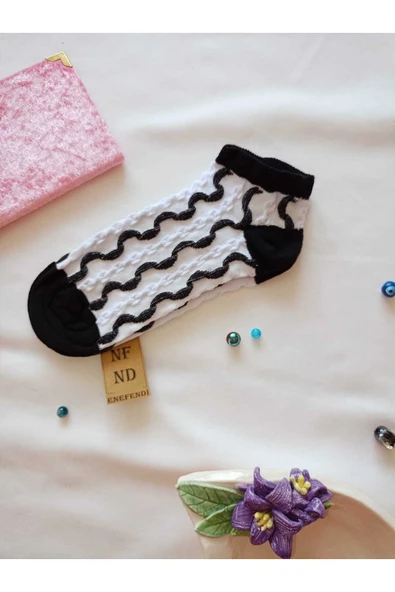 3 ÇİFT PATİK BURUN DİKİŞSİZ ÇORAP YUMUŞAK PAMUKLU KISA KONÇ DESENLİ KADIN ÇORABI 36-40 - Resim 3