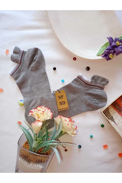 2 ÇİFT DİKİŞSİZ HEDİYE BAMBU PATİK ÇORAP TOPUK TAKVİYELİ ERKEK KADIN SIKMAYAN GRİ SİYAH 36-40 - Resim 2