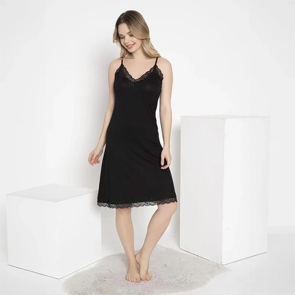 Confeo C840-601 Kadın Viskon İp Askılı Gecelik - Resim 3