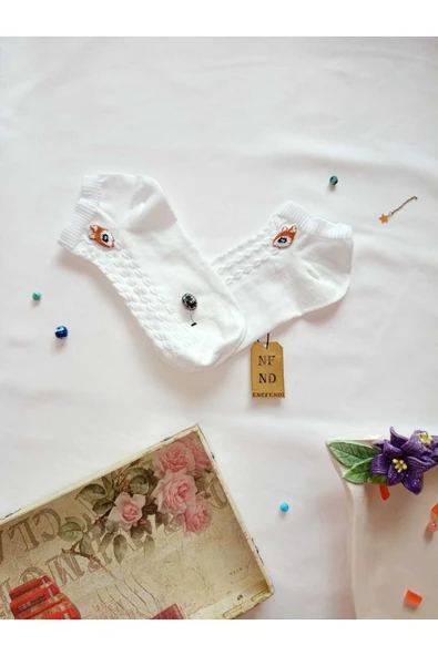 2 ÇİFT PATİK DİKİŞSİZ ÇORAP YUMUŞAK PAMUKLU KISA KONÇ DESENLİ KADIN ÇORABI 36-40 KAHVE KREM - Resim 2