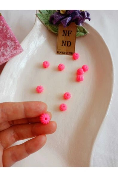 4 Metre Siyah Floş Ip Ve 10 Adet Pembe Boncuk Bileklik Aparatı Sert Plastik Hediye - Resim 5