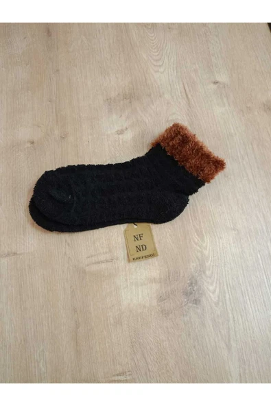 TAY TÜYÜ HAVLU PATİK ÇORAP KABARTMALI KOKULU YILBAŞI YUMUŞAK SÜSLÜ SİYAH KAHVE ÇORAP 36-40 - Resim 7