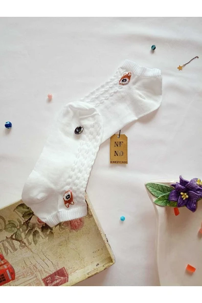 2 ÇİFT PATİK DİKİŞSİZ ÇORAP YUMUŞAK PAMUKLU KISA KONÇ DESENLİ KADIN ÇORABI 36-40 KAHVE KREM - Resim 6