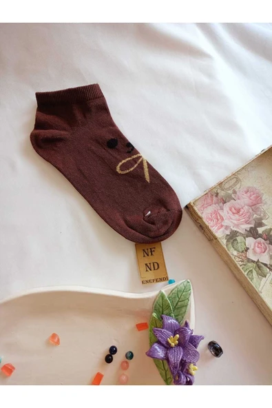 PATİK ÇORAP YUMUŞAK DİKİŞSİZ PAMUKLU KISA KONÇ KADIN ÇORABI 36-40 TEK ADET KAHVERENGİ ürün görseli 1