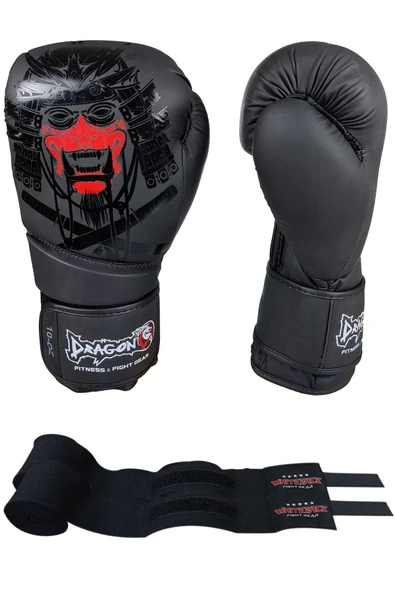 Yakuza Kick Boks Eldiveni Muay Thai Boks Eldiveni Ve Whiteface Boks Bandajı 2’li Set ürün görseli 1