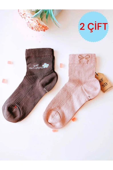 2 ÇİFT TAŞLI KURDELE VE LOVE DESENLİ DİKİŞSİZ RAHAT HEDİYELİK KOKULU KAHVE VE SÜTLÜ KAHVE 36-40 ürün görseli 1
