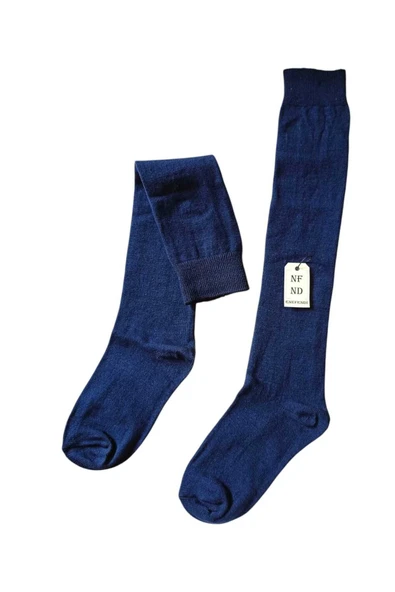 ANNE ÇORABI 2ÇİFT DİZALTI KALIN SICAK LİKRALI ESNEK YÜNLÜ RAHAT UZUN ÇORAP 36-40 LACİVERT BEJ - Resim 5