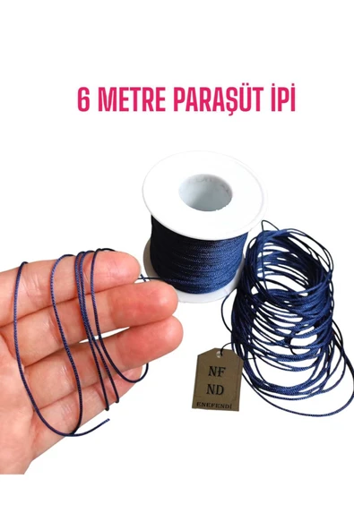 PARAŞÜT İPİ, MAKROME BİLEKLİK KOLYE İPİ RENKLİ LACİVERT  1mm  6 METRE ürün görseli