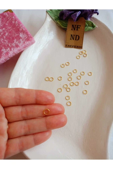 50 ADET ALTINSARISI HALKA TAKI APARATI TAKI EKLEME APARATI 6mm MONTAJ BAĞLANTI HALKASI - Resim 5